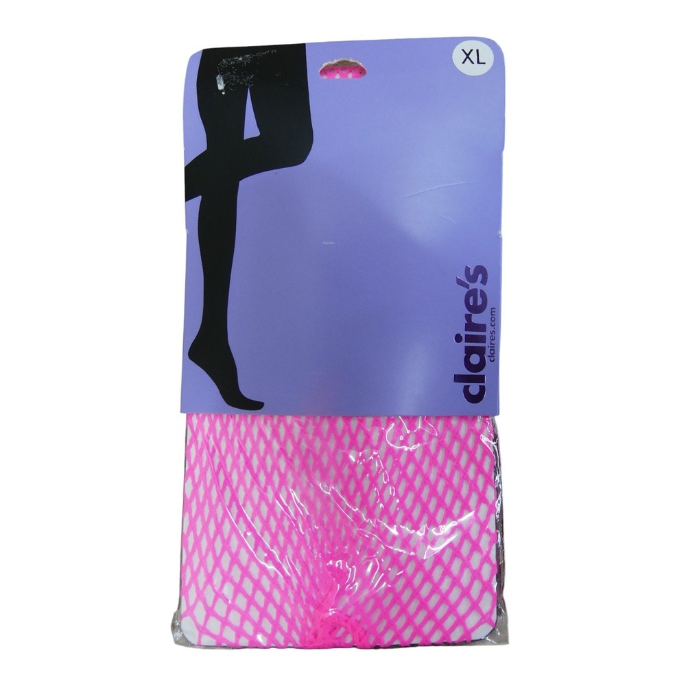 Claire's Fishnet Tights Women XL Pink New Neon Mesh Stockings 65857-5